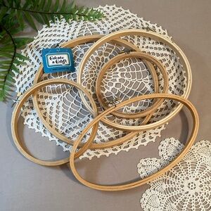 Five Vintage Wood Embroidery Hoops